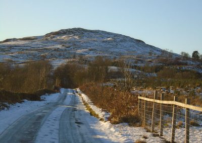 Castramon Hill looking West from the minor road linking Corsock to Dunscore. At least 2 (up to 250m) turbines will likely be visible.