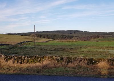 Garcrogo Hill and Barmark Hill looking North East from the A712 near Auchenvey Cottages. It is likely all 9 (up to 200m) turbines will be visible. Also in view, to the left, are several operational Blackcraig (110m) turbines.